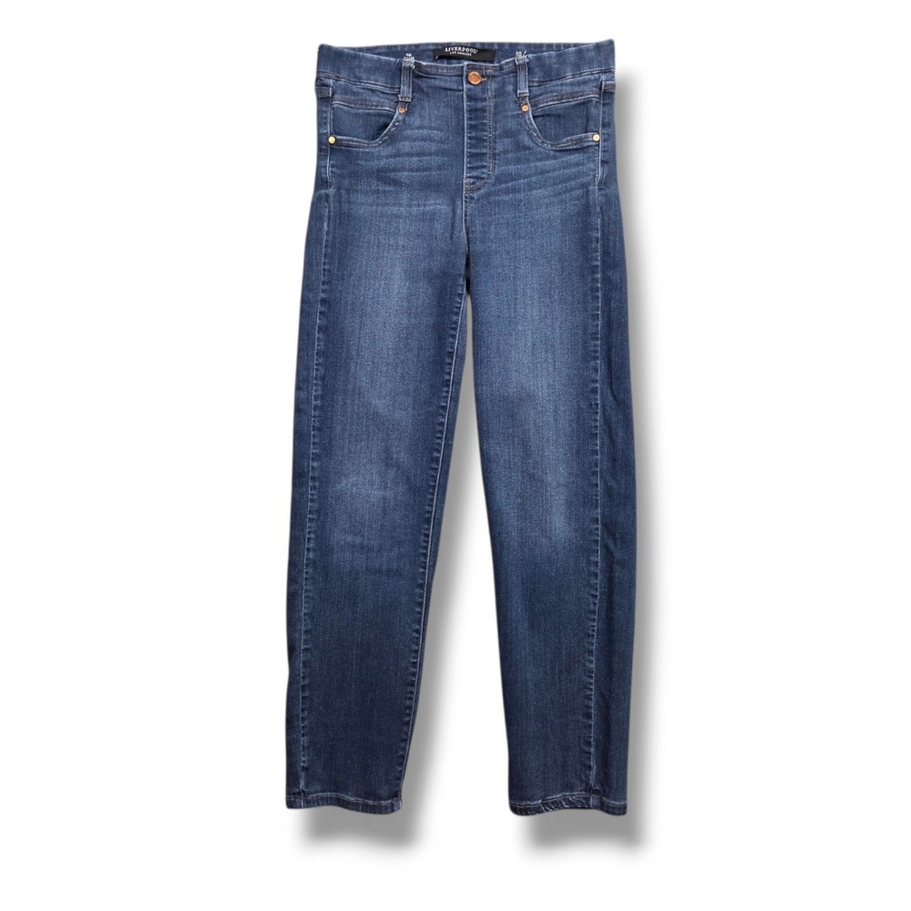 Liverpool Gia Glider Slim Jeans Women 10 PUCKERED Mid Rise Pull On Stretch Ankle
